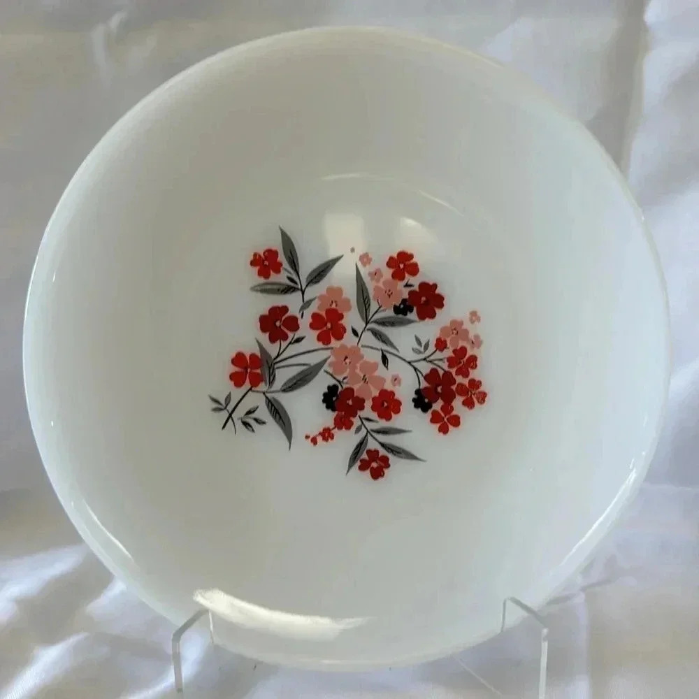 VTG Fire King Primrose Dinner & Bread Plates Pink Flowers Set of 4 OR 8 - Picture 2 of 5